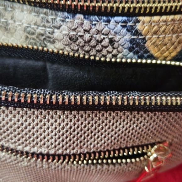 Steve Madden Snakeskin Print Crossbody & Waist Bag with Gold and Blue Accents - Picture 9 of 11